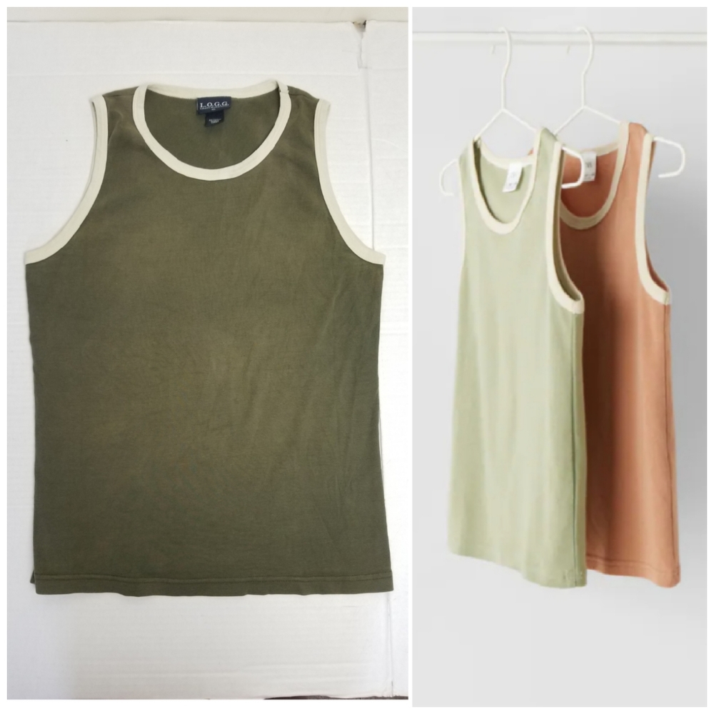 L.O.G.G. by H&M Army Green Ringer Tank Top